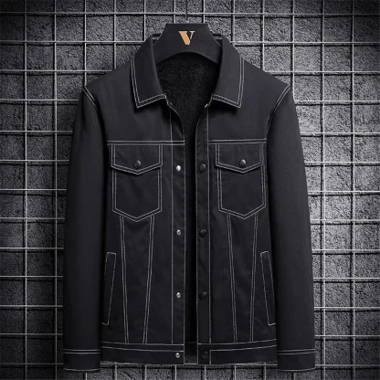 Collared Plus Size Casual Jacket - Image 3