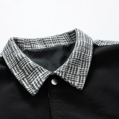 Patchwork Button Plus Size Jacket - Image 4