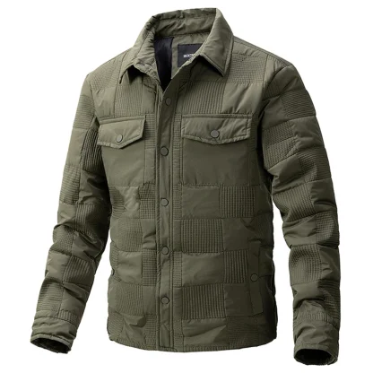 Buttoned Plus Size Padded Jacket - Image 5