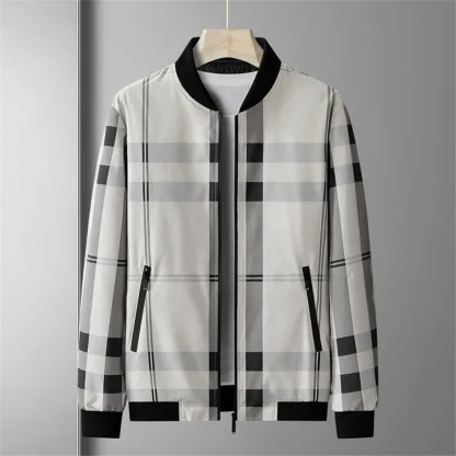 Striped Plaid Plus Size Jacket - Image 3