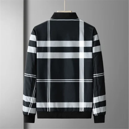 Striped Plaid Plus Size Jacket - Image 2