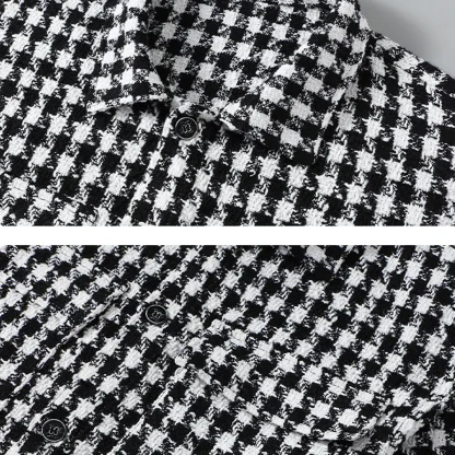 Black and White Plaid Plus Size Jacket - Image 3