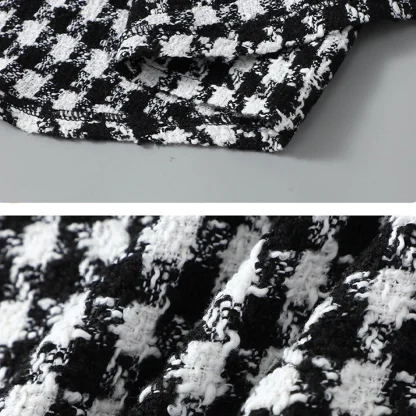Black and White Plaid Plus Size Jacket - Image 5