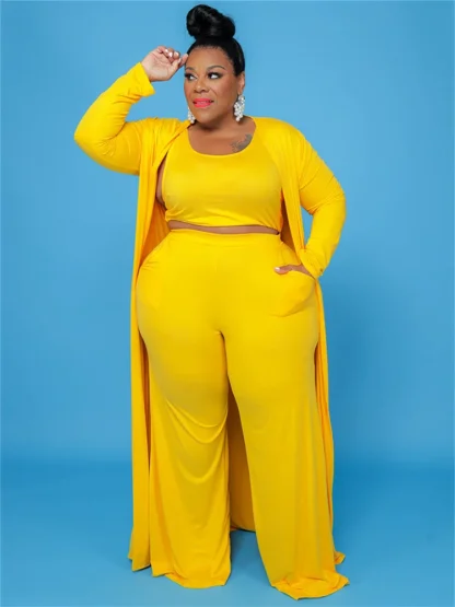 Plus Size Long Sleeve Cardigan Set - Image 3