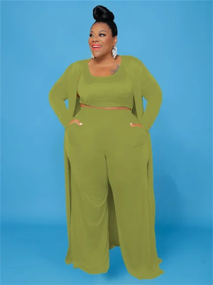 Plus Size Long Sleeve Cardigan Set - Image 4