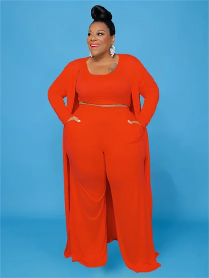 Plus Size Long Sleeve Cardigan Set - Image 5