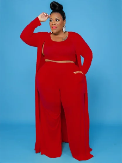 Plus Size Long Sleeve Cardigan Set - Image 2