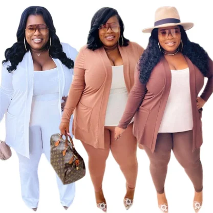 Plus Size Cardigan and Pants Set - Image 3