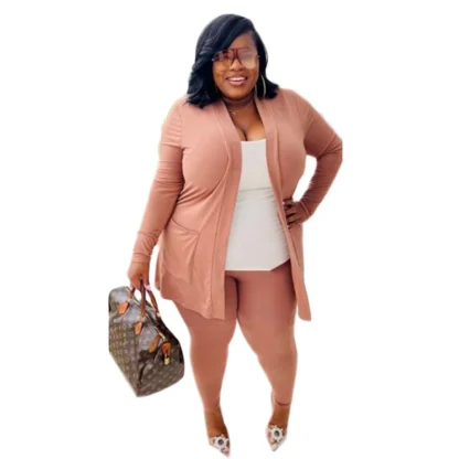 Plus Size Cardigan and Pants Set - Image 4