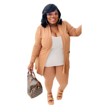 Plus Size Cardigan and Pants Set - Image 5