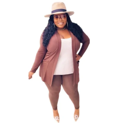 Plus Size Cardigan and Pants Set