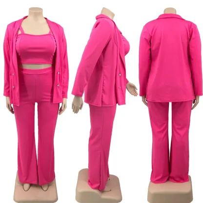 Plus Size Long Sleeve Coat Set - Image 4