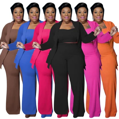 Plus Size Long Sleeve Coat Set - Image 2