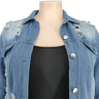Plus Size Denim Long Jacket - Image 5