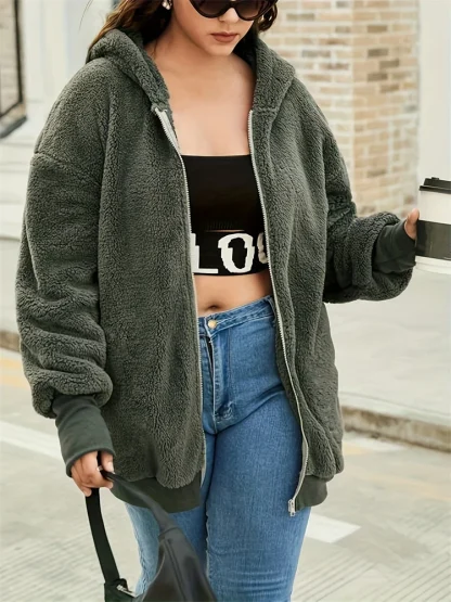 Zipper Up Plus Size Top Coat