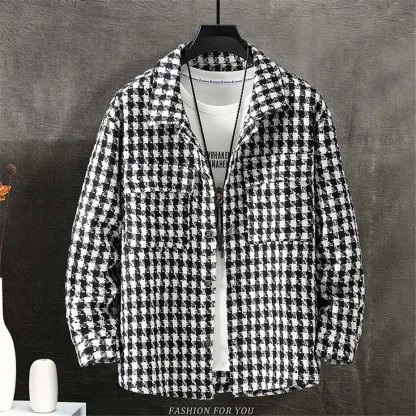 Black and White Plaid Plus Size Jacket