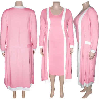 Plus Size Dress with Belt Coat - Image 5