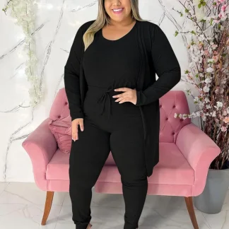 Plus Size Jumpsuit with Cardigan