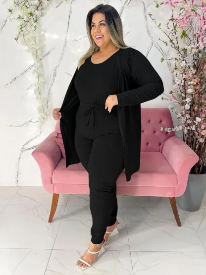 Plus Size Jumpsuit with Cardigan - Image 6