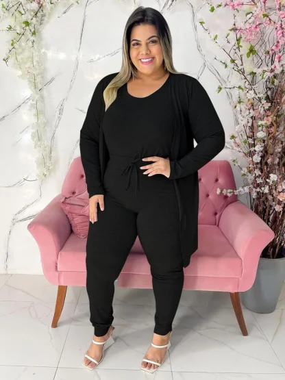 Plus Size Jumpsuit with Cardigan