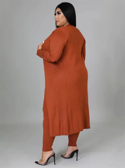 Plus Size 3 Piece Tracksuit Coat Set - Image 2