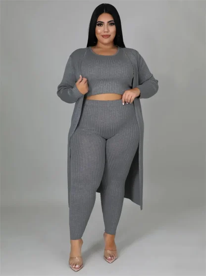 Plus Size 3 Piece Tracksuit Coat Set - Image 5