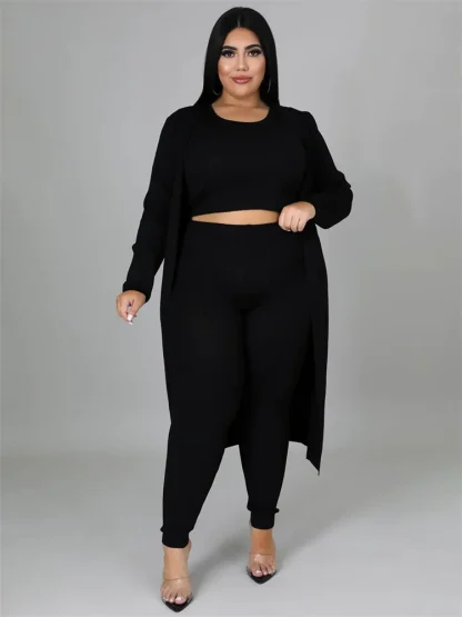 Plus Size 3 Piece Tracksuit Coat Set