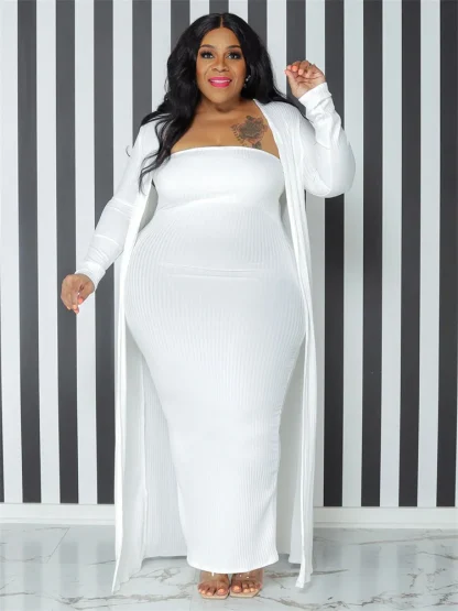 Plus Size Maxi Dress Set with Coat - Image 5