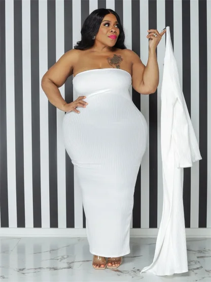 Plus Size Maxi Dress Set with Coat - Image 6
