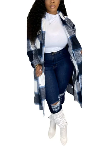 Striped Plus Size Long Coat - Image 5