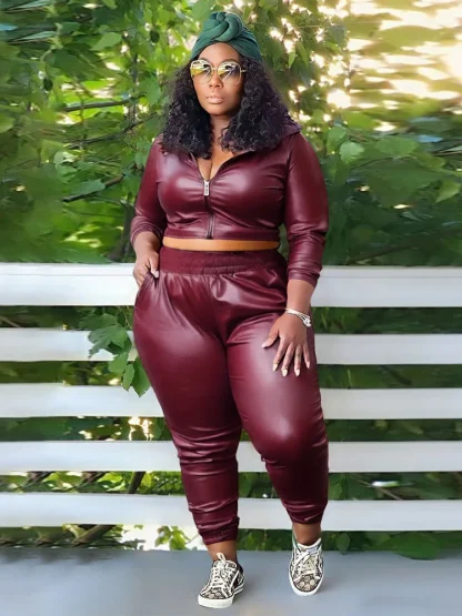 Plus Size Hooded Matching Set - Image 2