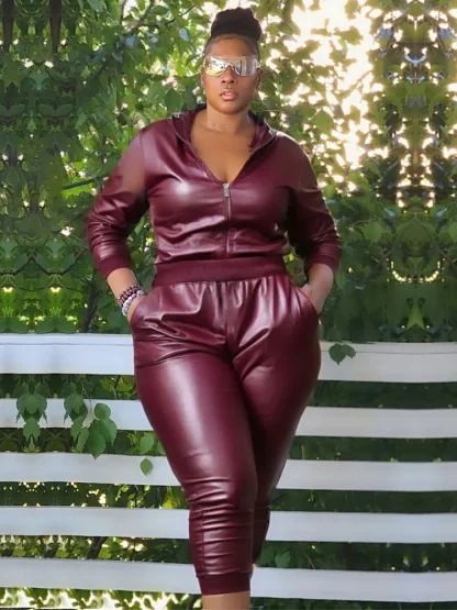 Plus Size Hooded Matching Set - Image 3