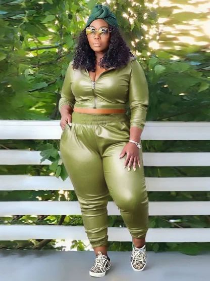Plus Size Hooded Matching Set - Image 4