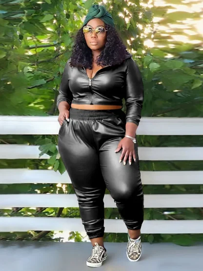 Plus Size Hooded Matching Set