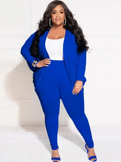Plus Size Draped Coat Set - Image 3