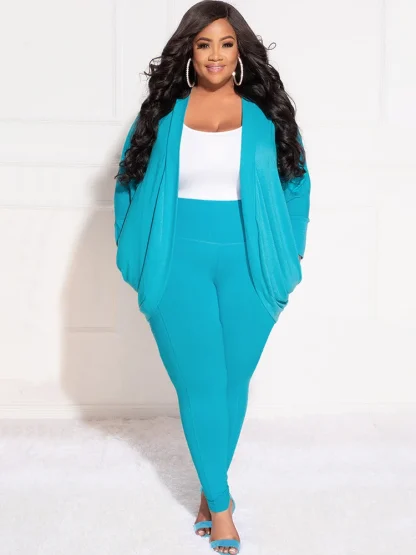 Plus Size Draped Coat Set - Image 4
