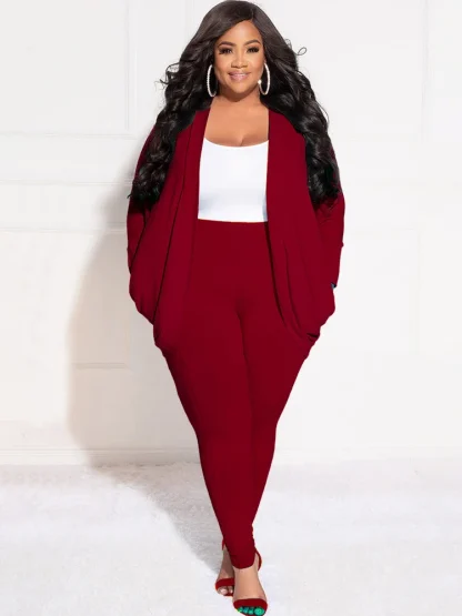 Plus Size Draped Coat Set - Image 5