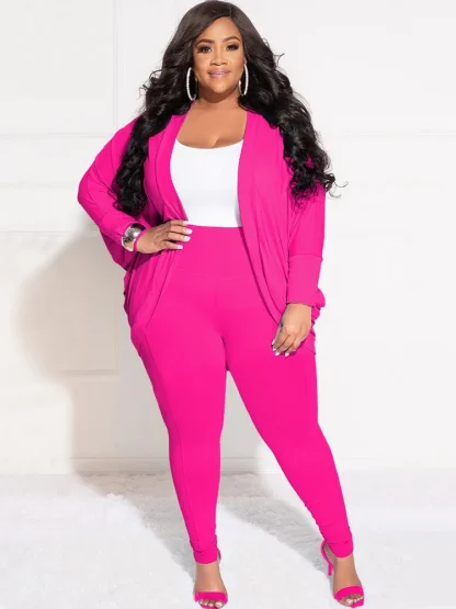Plus Size Draped Coat Set - Image 6
