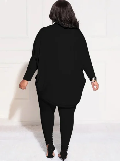 Plus Size Draped Coat Set - Image 2