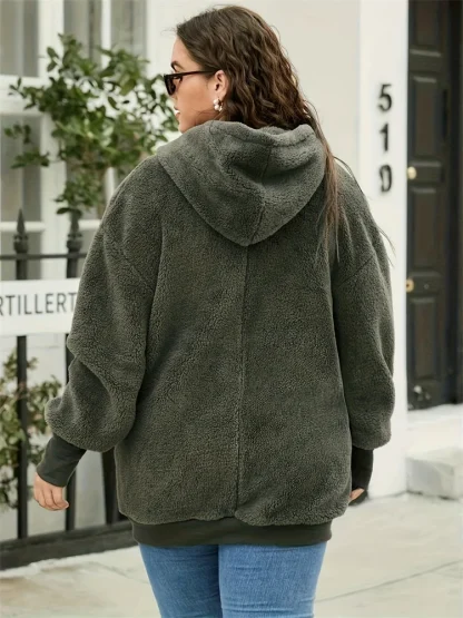 Zipper Up Plus Size Top Coat - Image 2