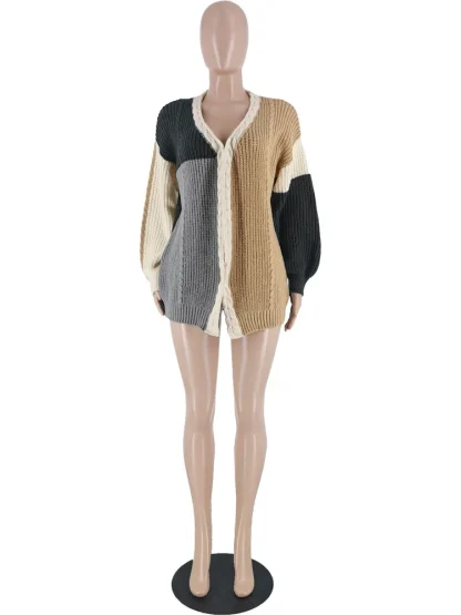 Patchwork Plus Size Cardigan - Image 4