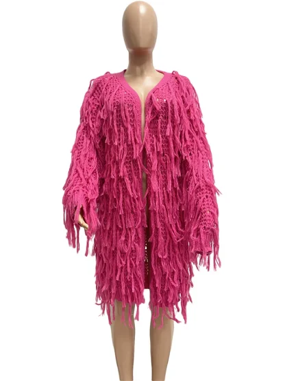 Tassels Fringe Plus Size Coat - Image 6