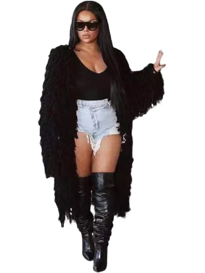 Tassels Fringe Plus Size Coat