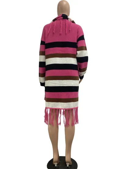 Striped Plus Size Loose Coat - Image 5